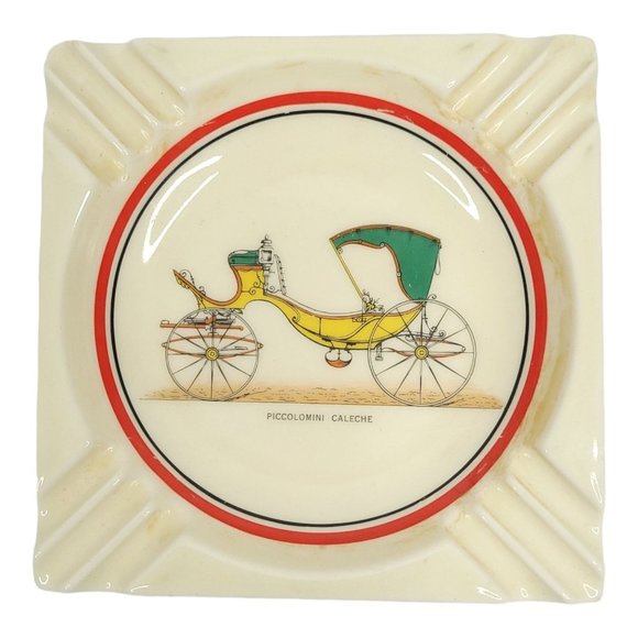 Vintage Executive Line Piccolomini Caleche 6 1/4" Antique Car Ashtray Porcelain - Picture 1 of 12